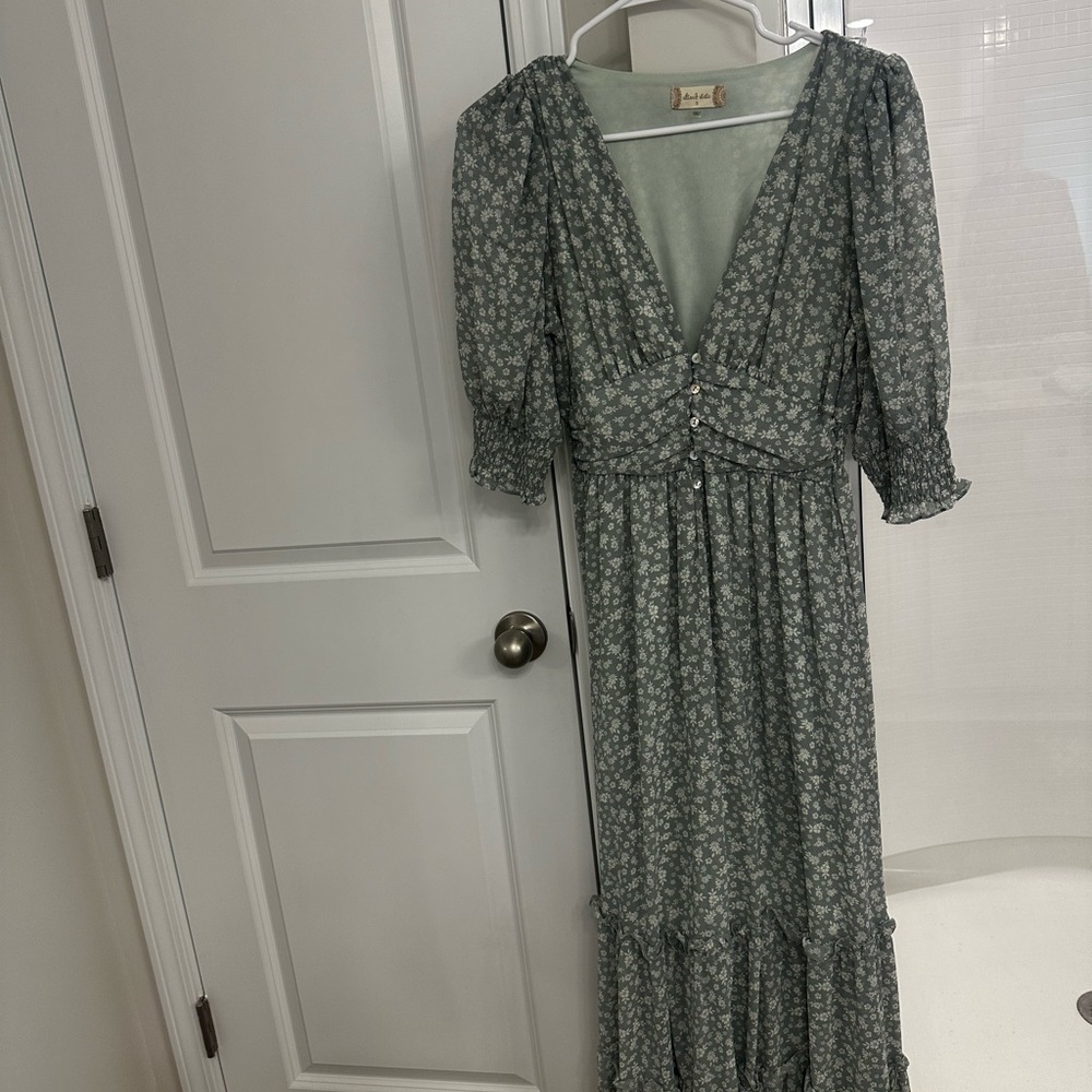 Altar'd State Sage Floral Maxi Dress